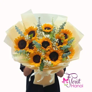 Sunflower birthday bouquet delivery in Hanoi