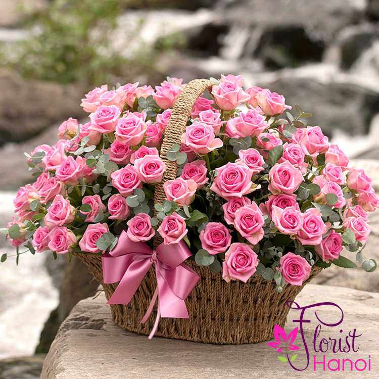 Large pink rose arrangement Hanoi