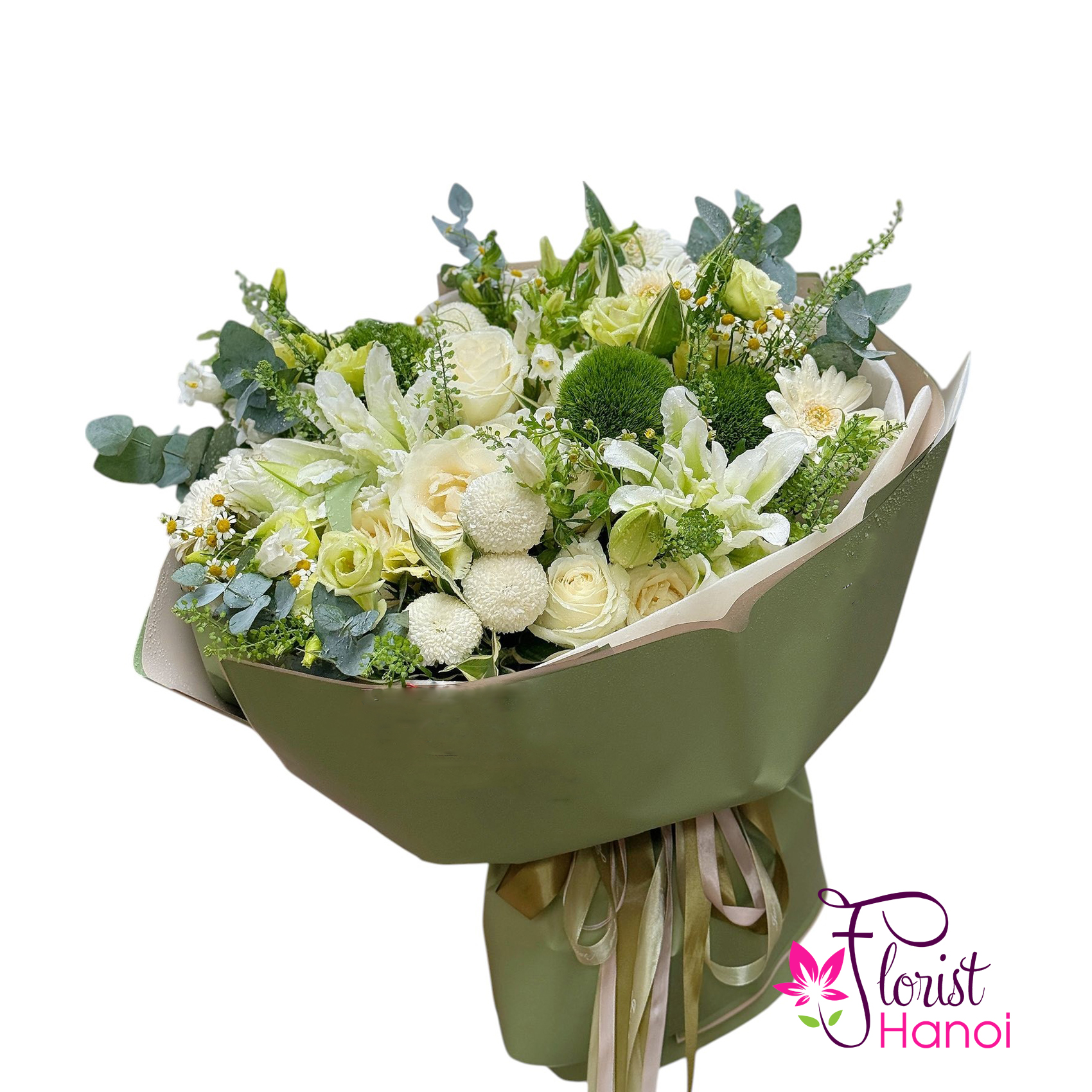 Order Beautiful white flower bouquet in Hanoi