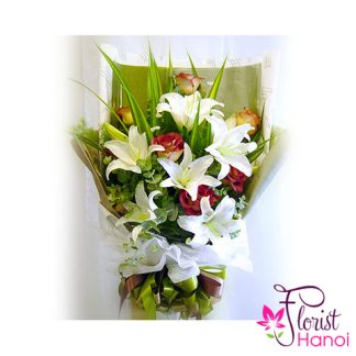 White lilys bouquet for birthday