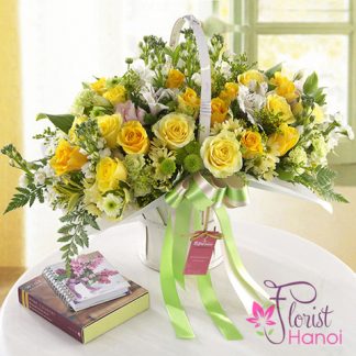 Yellow roses birthday arrangement