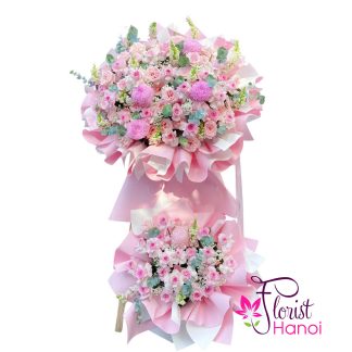 Online congratulatory flower stand delivery Hanoi