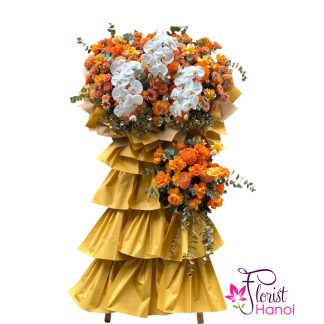 Order orange opening flower stand delivery Hanoi Vietnam