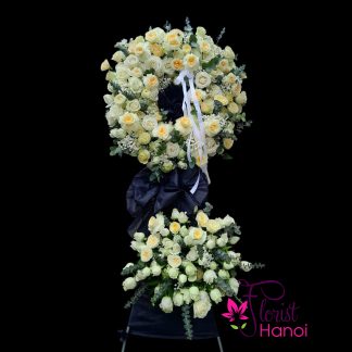 Online condolence flower wreath delivery Hanoi