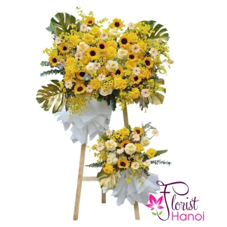 Opening ceremony flower stand with yellow flowers