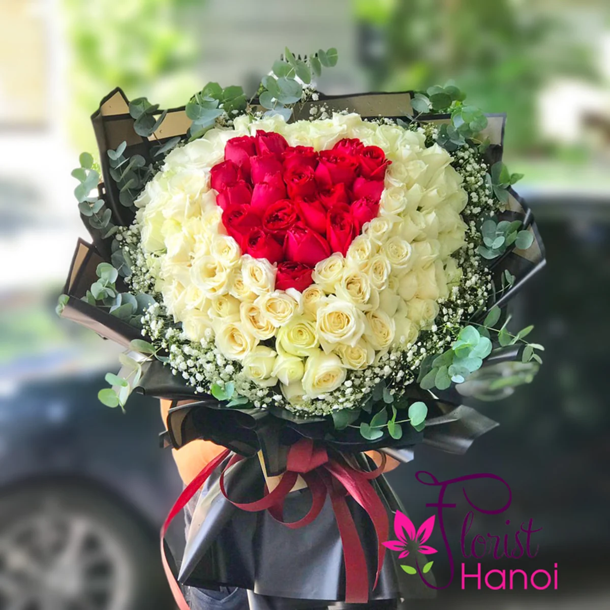 Heart shaped 99 rose bouquet for meaningful occasions